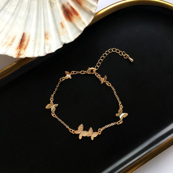 Golden Rhinestone Butterfly Bracelets - Picture 10 of 12